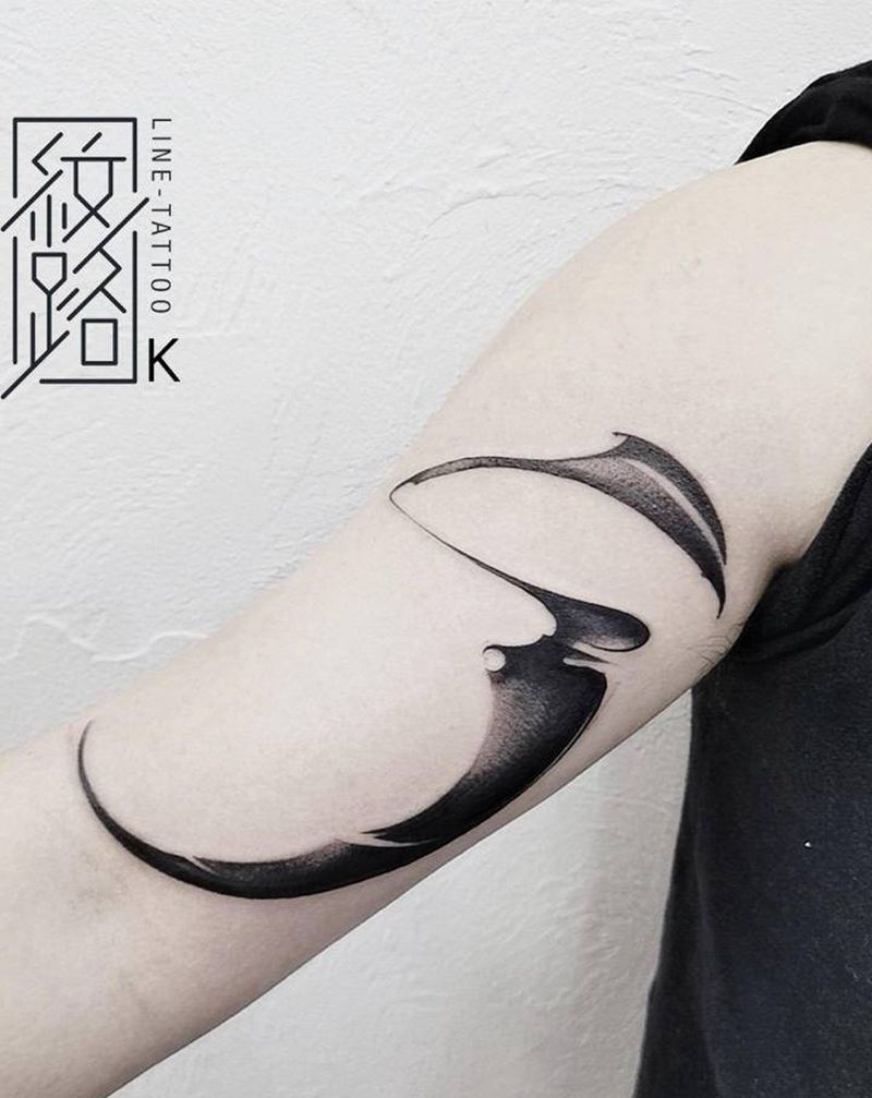 写意笔刷纹身图片_手臂水墨写意笔刷纹身图案