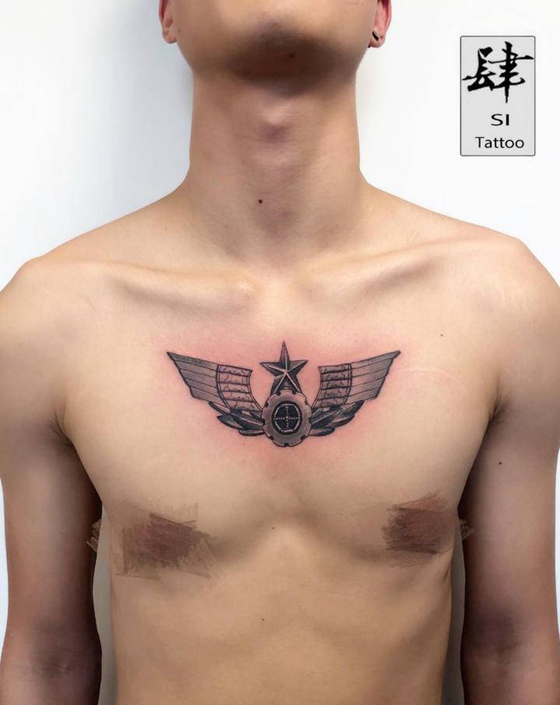 写实图标纹身图片_胸部欧美写实纹身图案