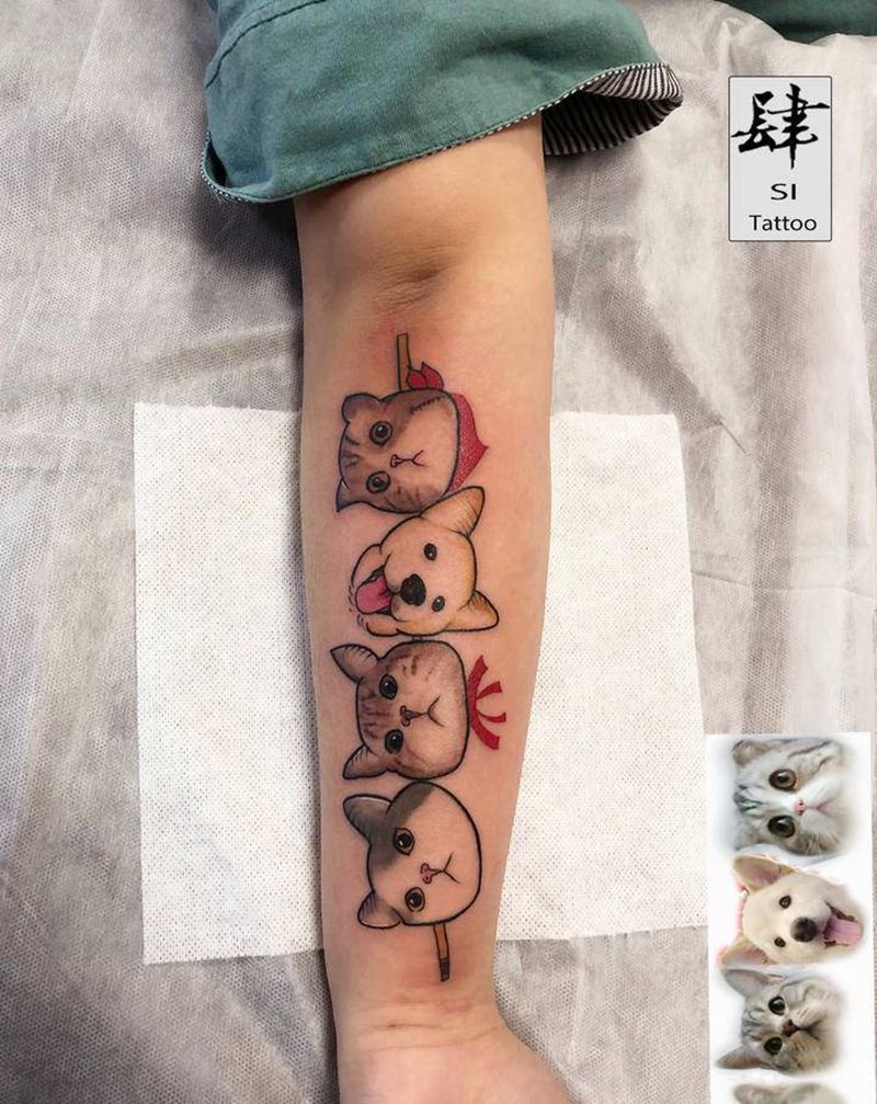 原创设计纹身图片_手臂欧美写实New School狗狗纹身图案