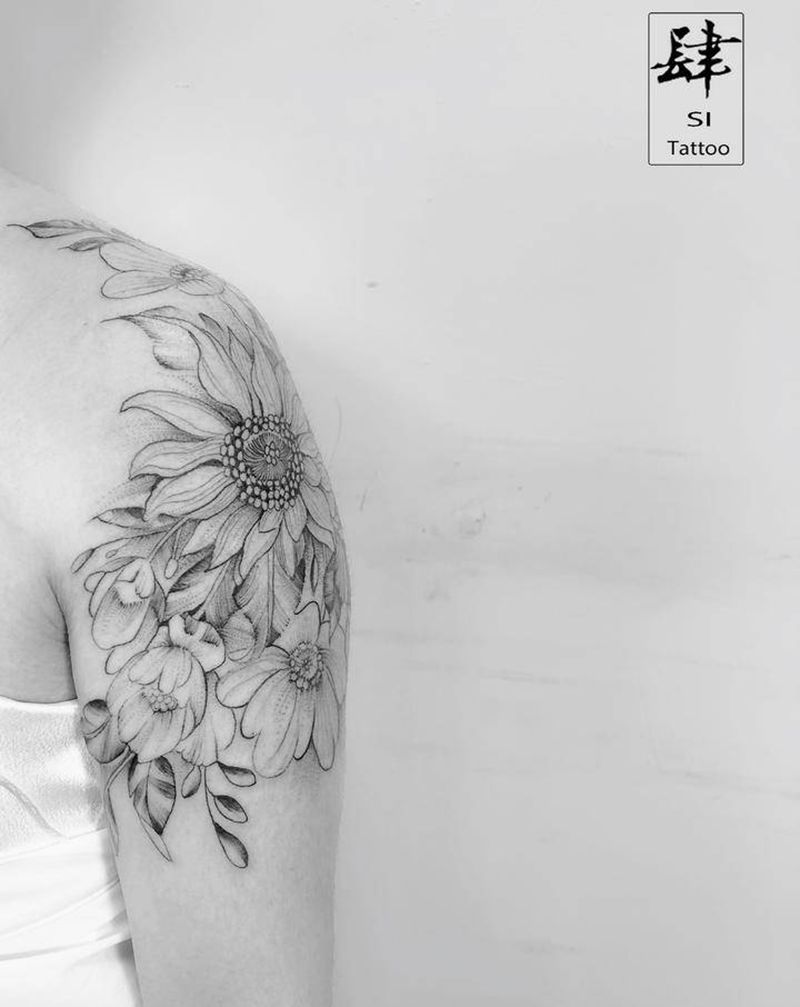 素花纹身图片_手臂素花纹身图案