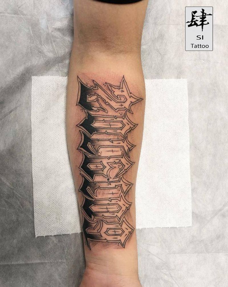 奇卡诺花体字纹身图片_手臂花体字纹身图案