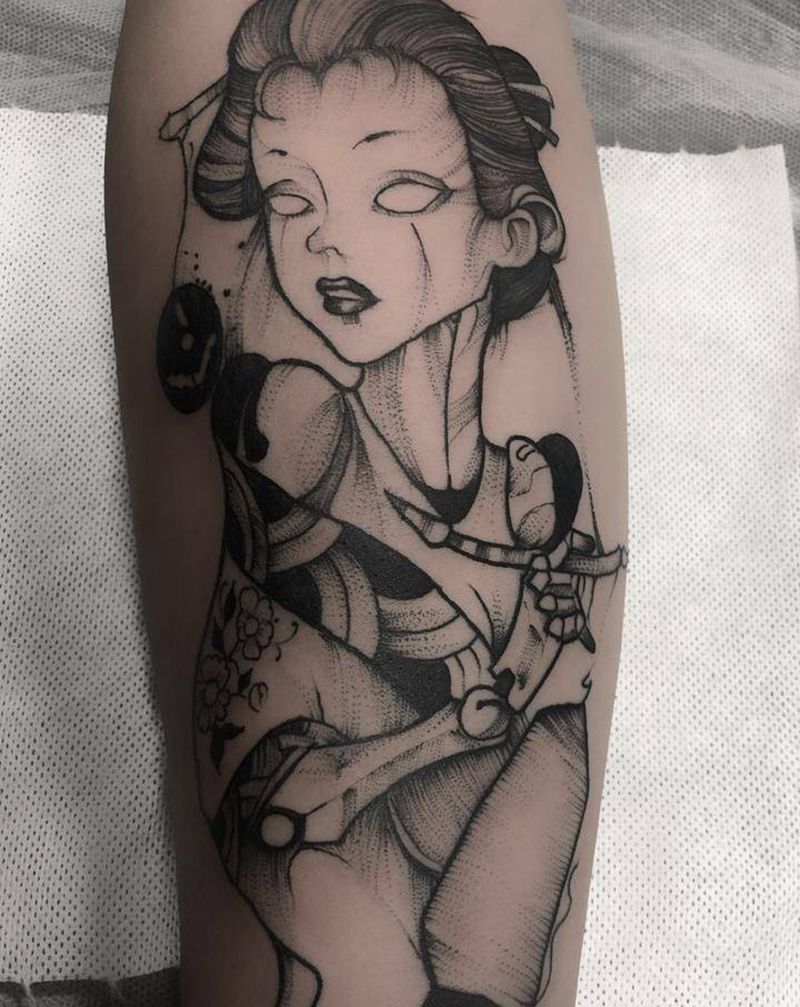 暗黑纹身图片_手臂New School暗黑风纹身图案