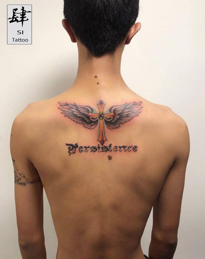 翅膀纹身图片_背部水彩翅膀纹身图案