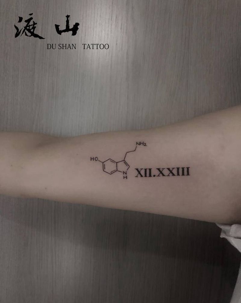化学分子式纹身图片_手臂几何化学分子式纹身图案