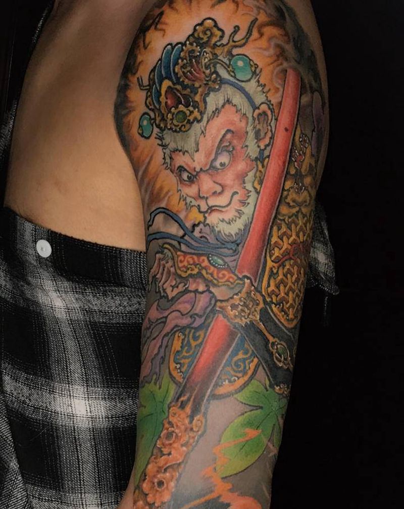 芒k孫纹身图片_手臂新传统纹身图案