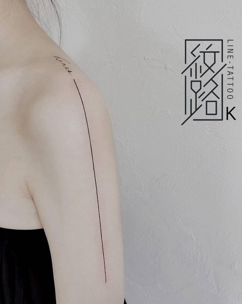直线纹身图片_手臂肩部几何直线线条纹身图案