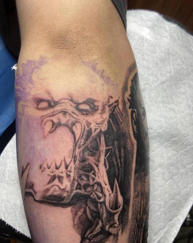 铁血战士 未完成纹身图片_手臂欧美写实纹身图案