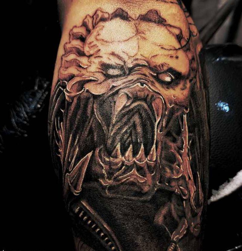 铁血战士 二次纹身图片_手臂欧美写实纹身图案