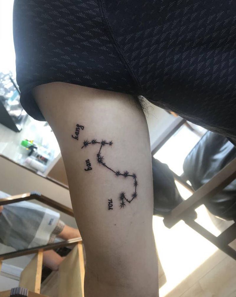 星座加家人名字纹身图片_手臂纹身图案