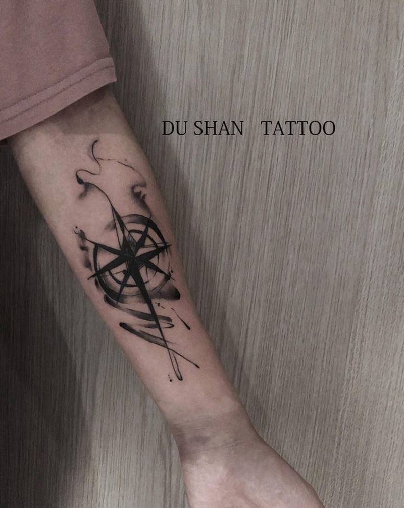 水墨纹身图片_手臂水墨纹身图案