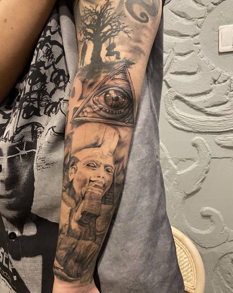 古埃及文明 未完成纹身图片_手臂欧美写实纹身图案