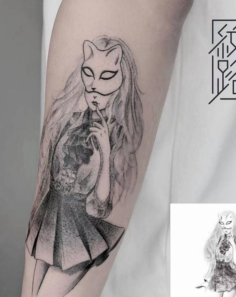 日漫少女纹身图片_手臂日漫纹身图案