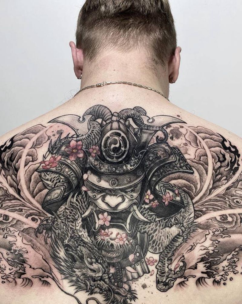 武士纹身图片_背部纹身图案