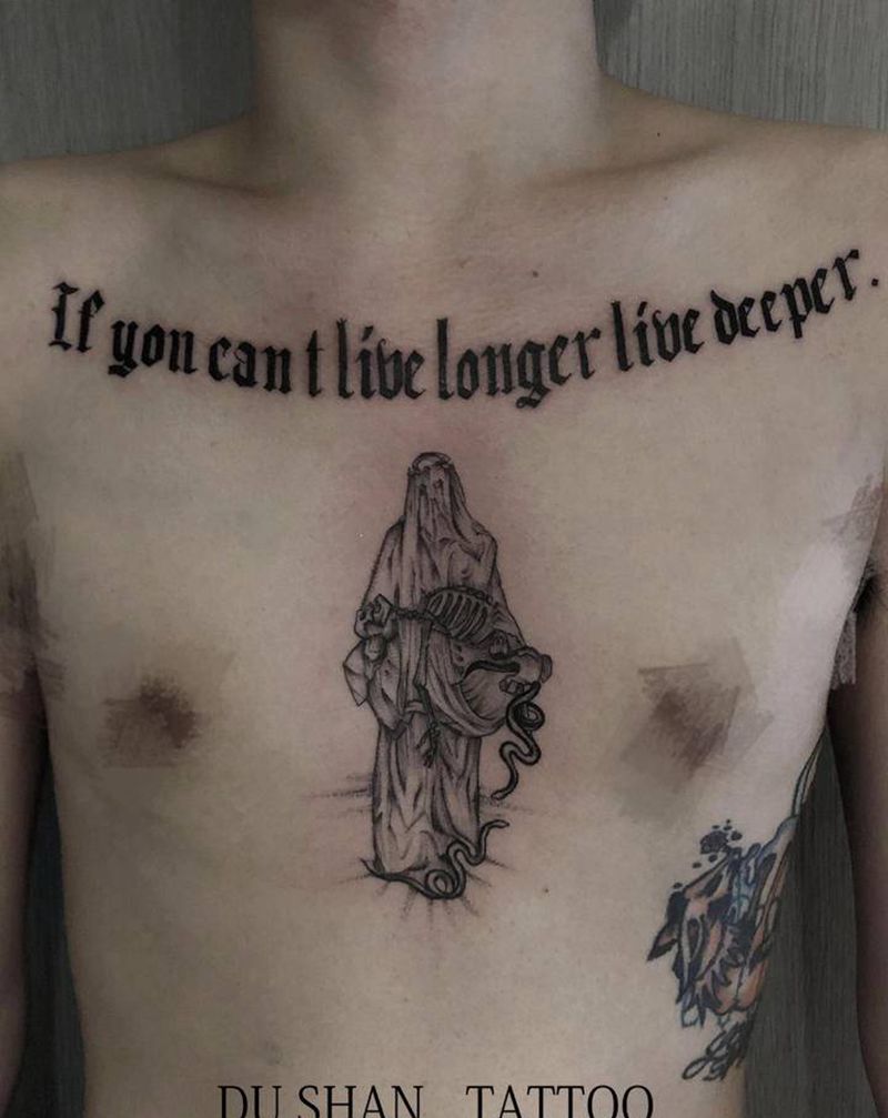 耶稣纹身图片_胸部欧美写实点刺纹身图案