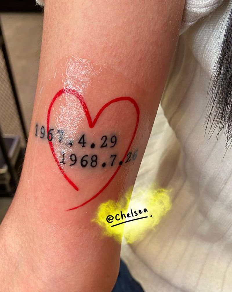 父母生日纹身图片_手臂几何新传统纹身图案