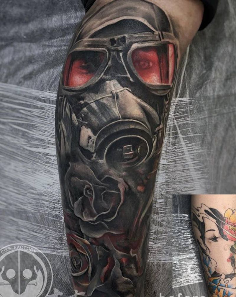 暴力遮盖纹身图片_腿部欧美写实纹身图案