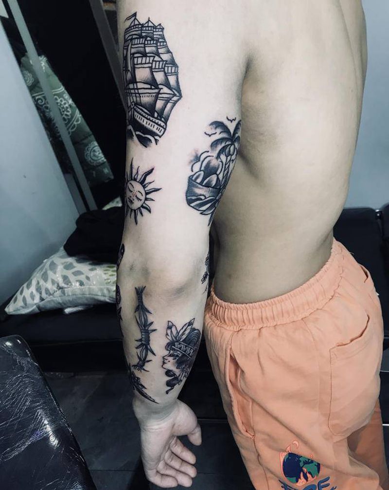 old school拼接纹身图片_Old School纹身图案