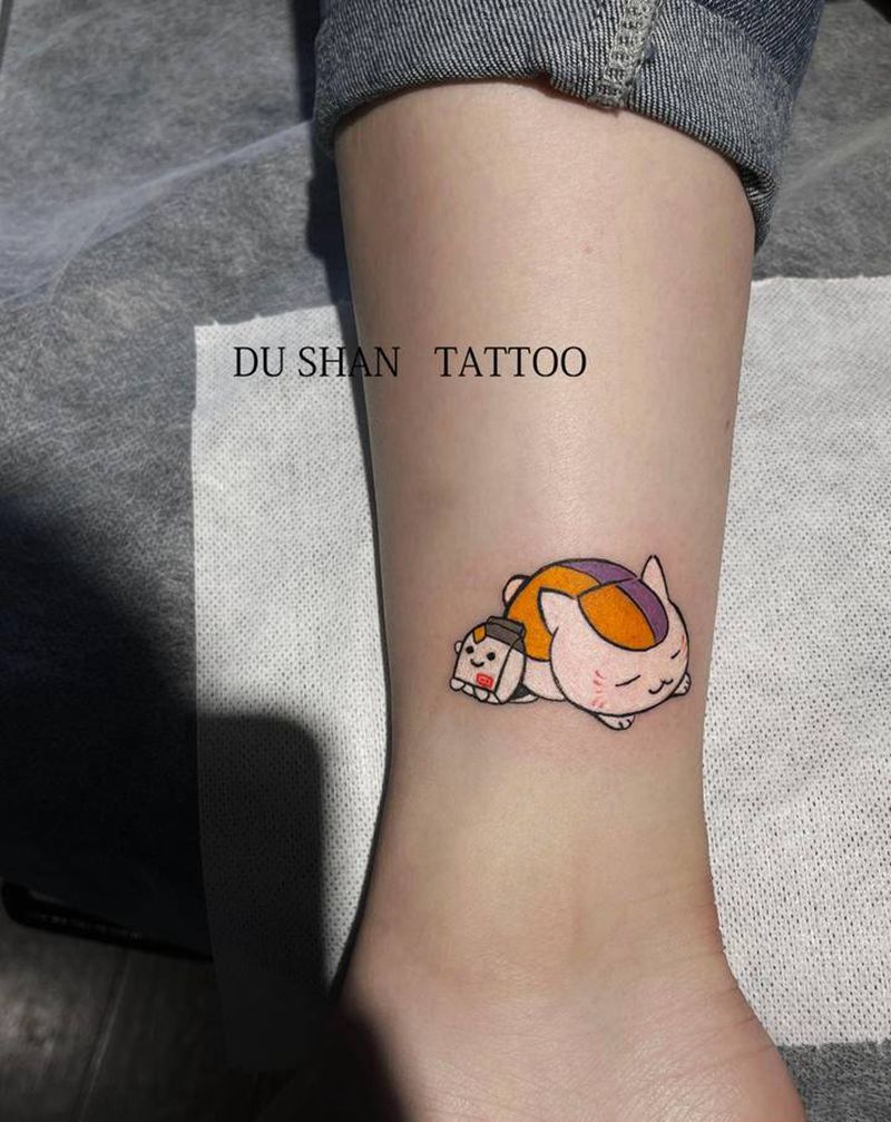 夏目友人帐纹身图片_腿部脚部卡通纹身图案