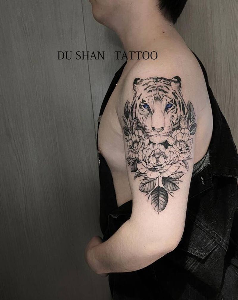 素花纹身图片_手臂点刺纹身图案