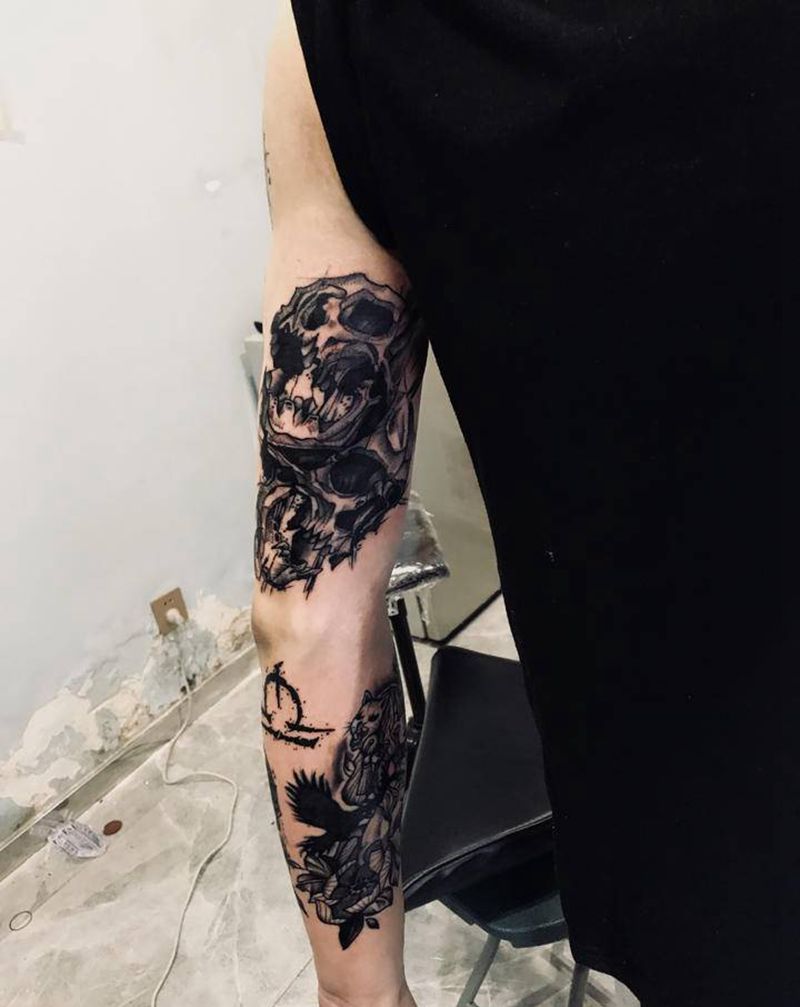 骷髅纹身图片_手臂纹身图案