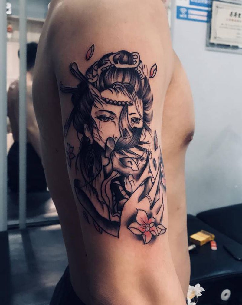 艺妓纹身图片_手臂纹身图案