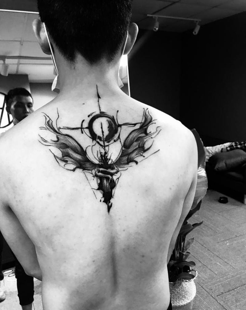 死亡天使纹身图片_背部纹身图案