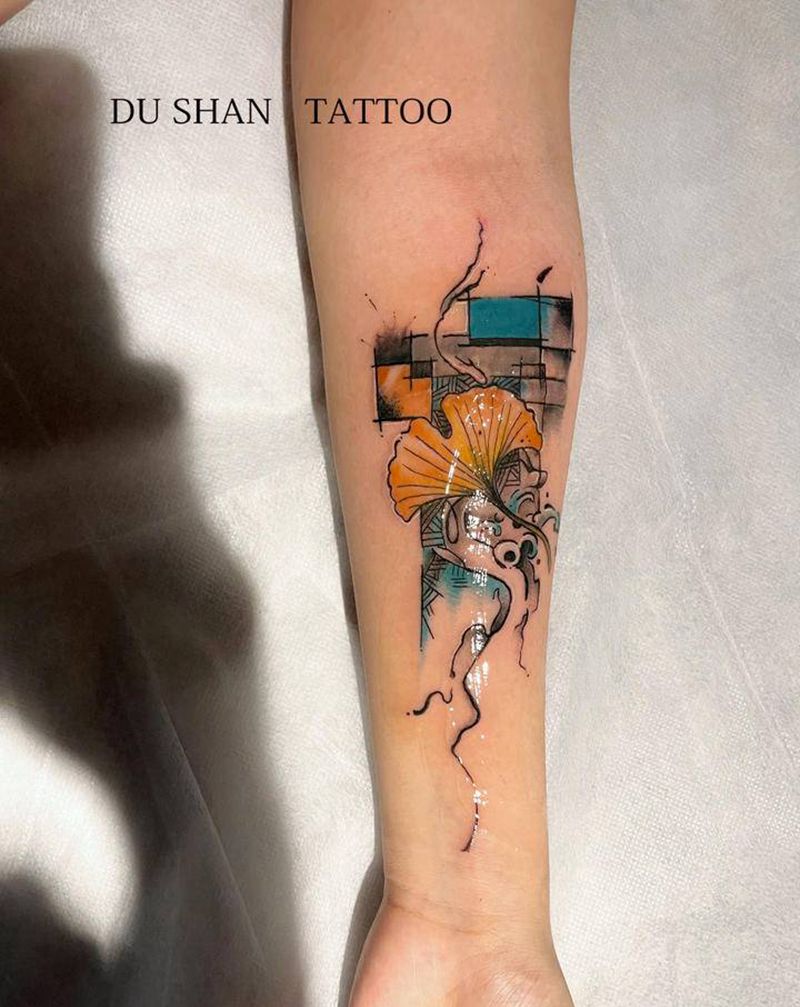 水墨纹身图片_手臂水墨纹身图案