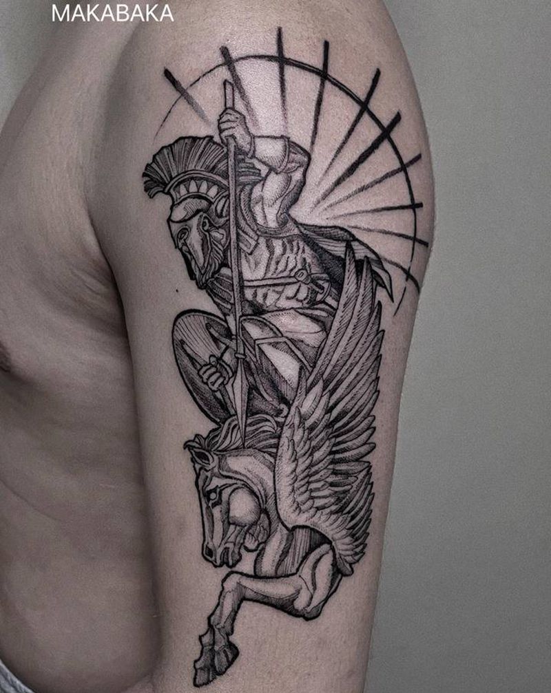 斯巴达勇士纹身图片_背部纹身图案