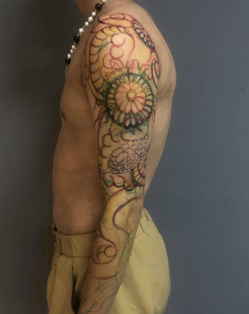 蛇臂纹身图片_手臂纹身图案