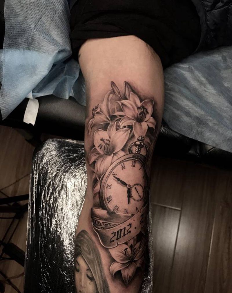 宝贝生日时分秒纹身图片_手臂欧美写实纹身图案