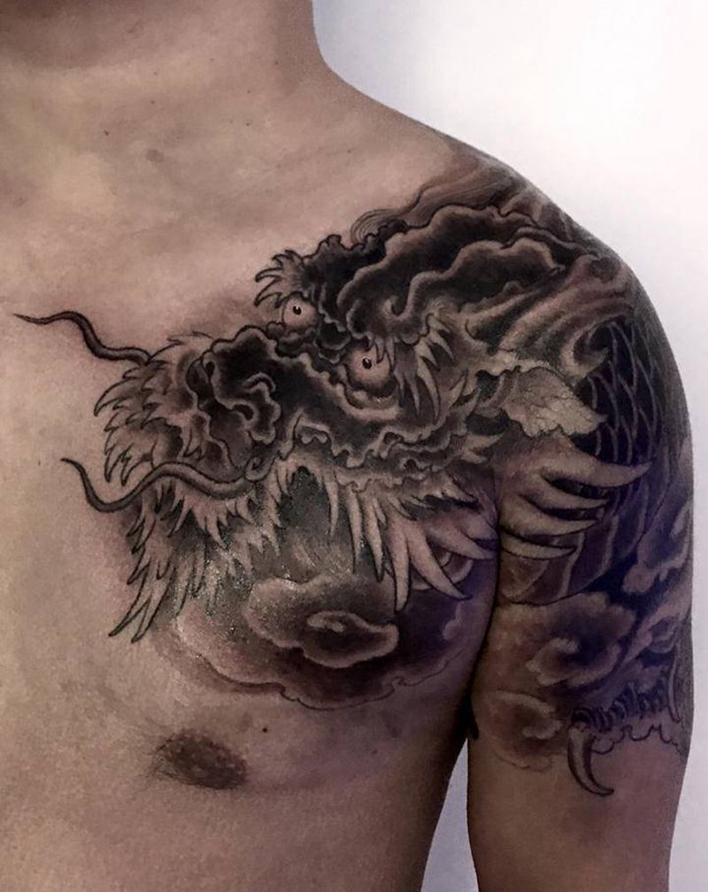 新传统龙纹身图片_背部新传统纹身图案