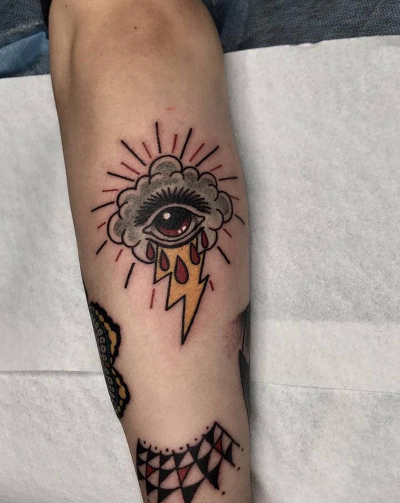 眼睛new school纹身图片_手臂New School纹身图案