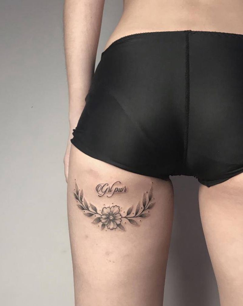 腿部性感纹身纹身图片_腿部几何纹身图案