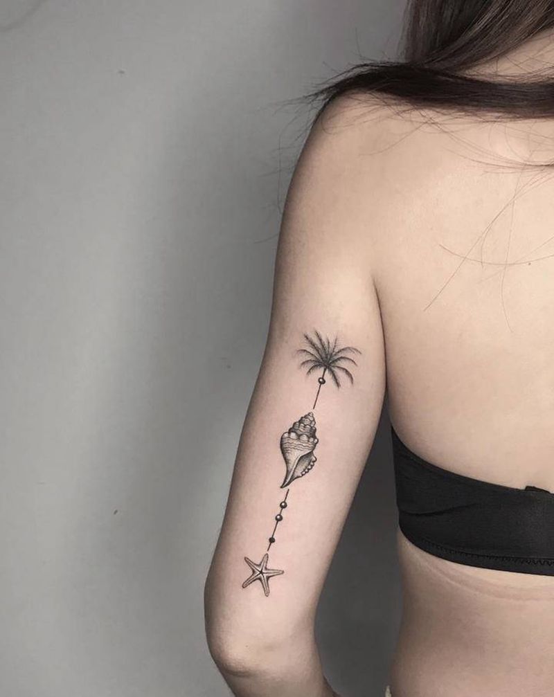 贝类纹身纹身图片_手臂几何纹身图案