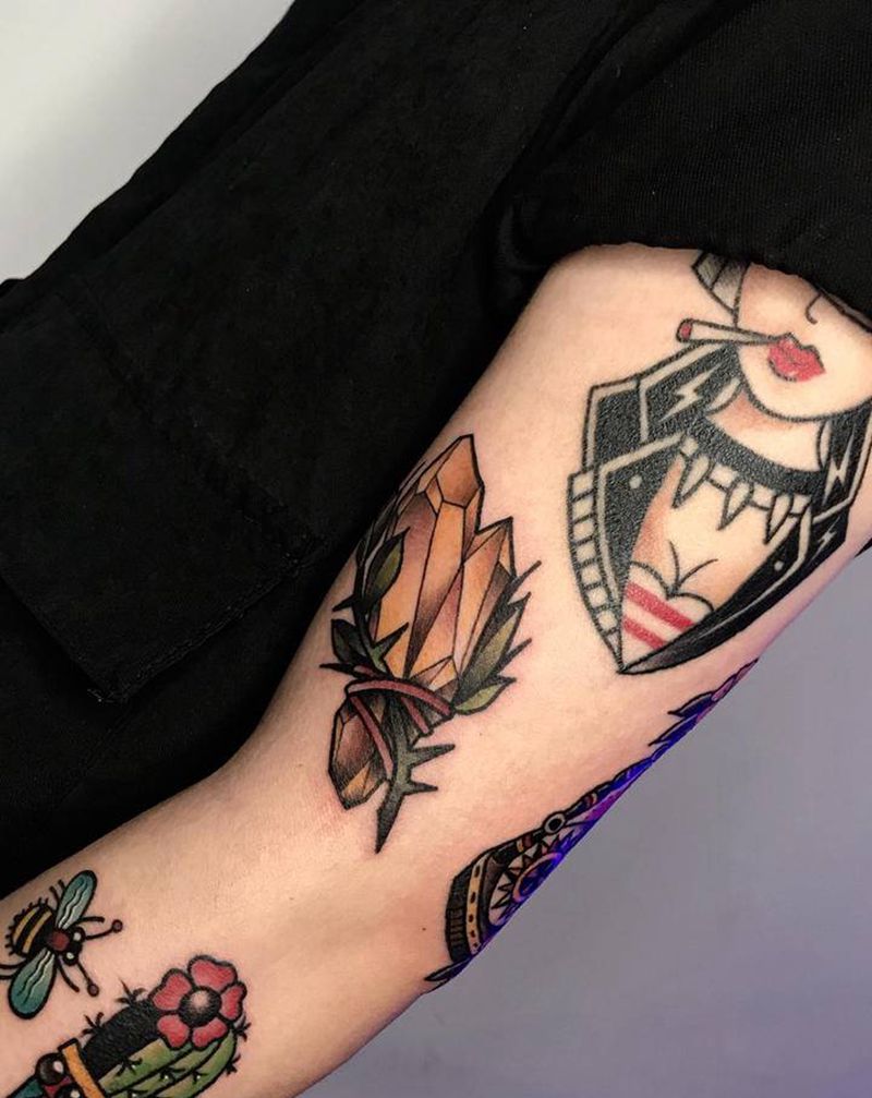 花臂拼接纹身图片_Old School纹身图案