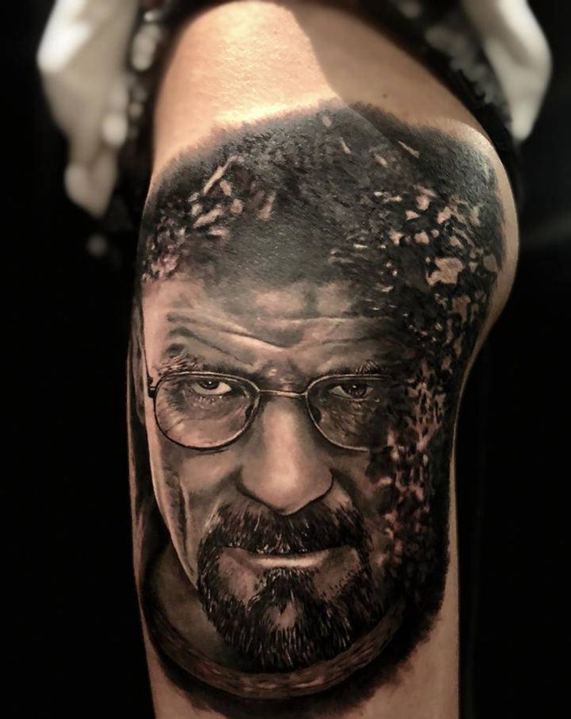 肖像纹身图片_腿部欧美写实纹身图案