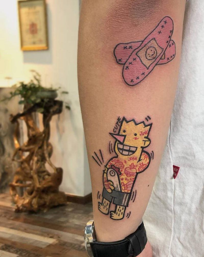 卡通人物纹身图片_手臂卡通纹身图案