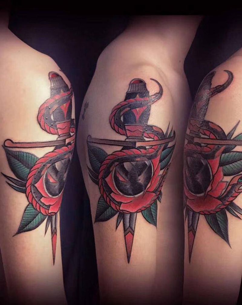 遮盖纹身图片_手臂Old School纹身图案