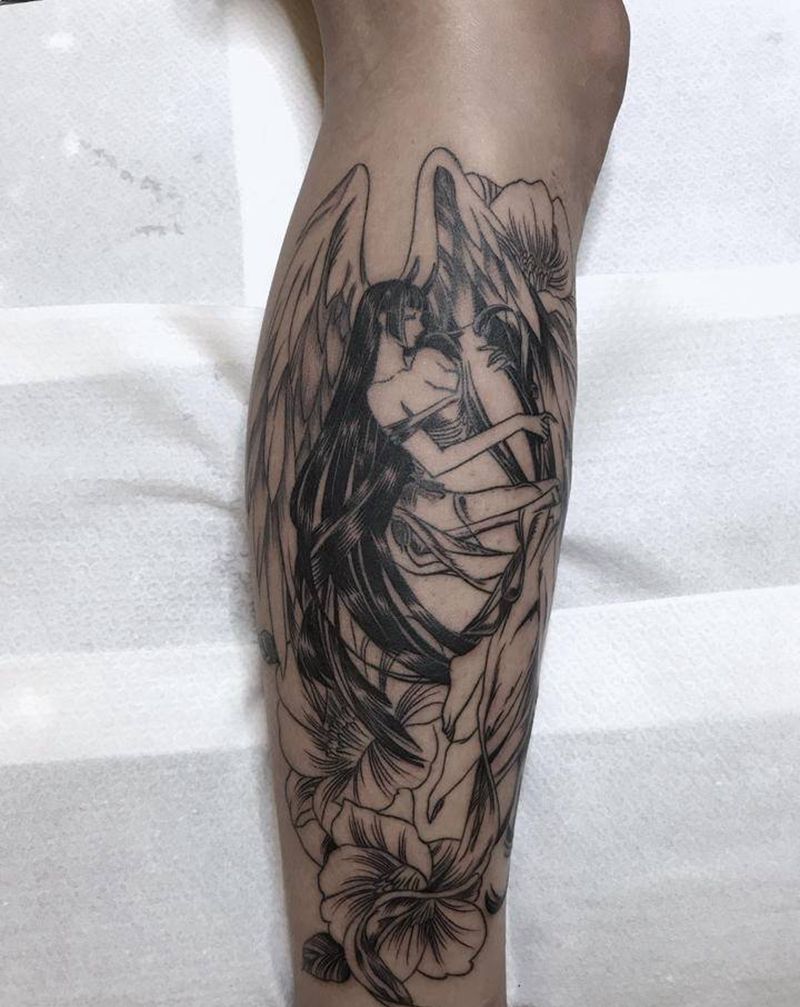 星座纹身图片_腿部纹身图案