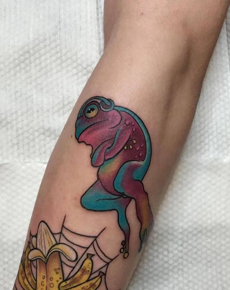 青蛙纹身图片_手臂New School纹身图案