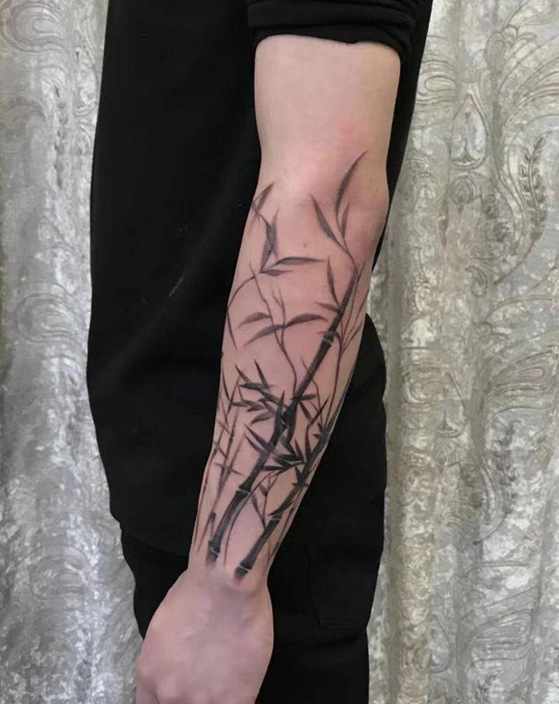 水墨纹身图片_手臂水墨纹身图案