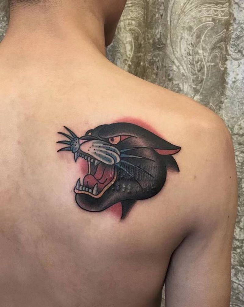 遮盖纹身图片_肩部Old School纹身图案