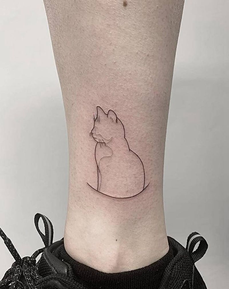 猫纹身图片_几何纹身图案