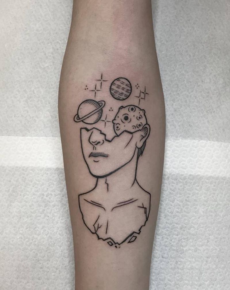 头像纹身图片_手臂点刺几何纹身图案