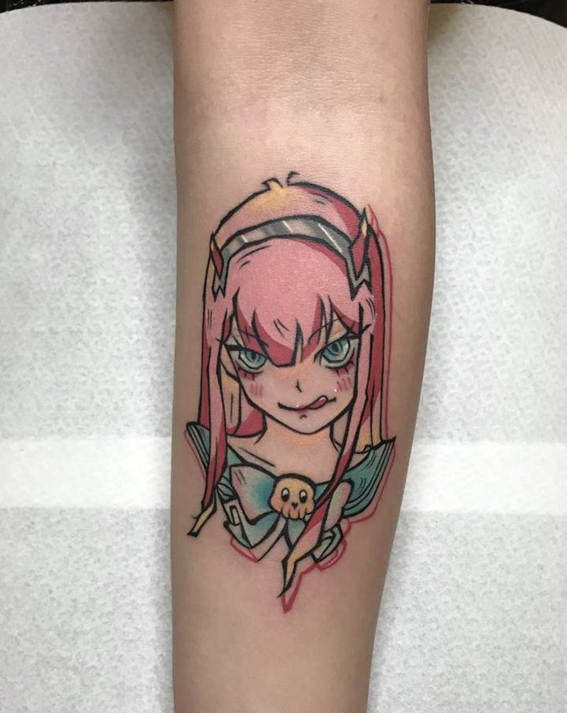 02纹身图片_手臂水彩New School日漫纹身图案