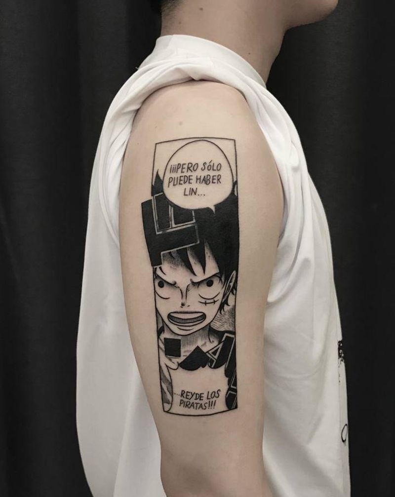 海贼王纹身图片_手臂点刺日漫纹身图案