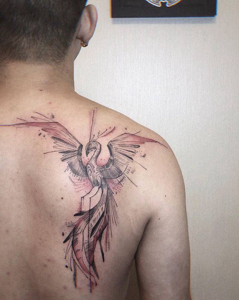 凤凰纹身图片_背部纹身图案