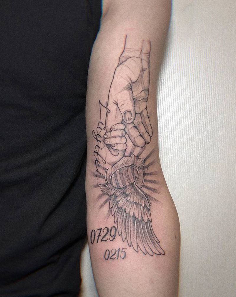 父爱纹身图片_手臂点刺纹身图案