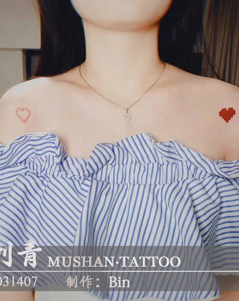 像素英文纹身图片_肩部像素纹身图案