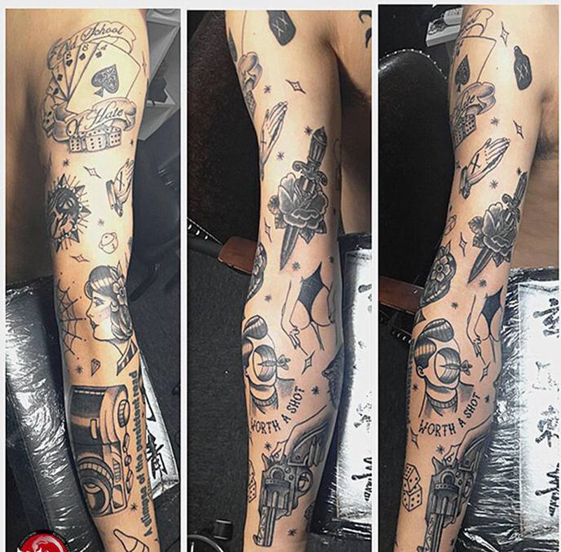 花臂纹身school纹身纹身图片_手臂Old School纹身图案